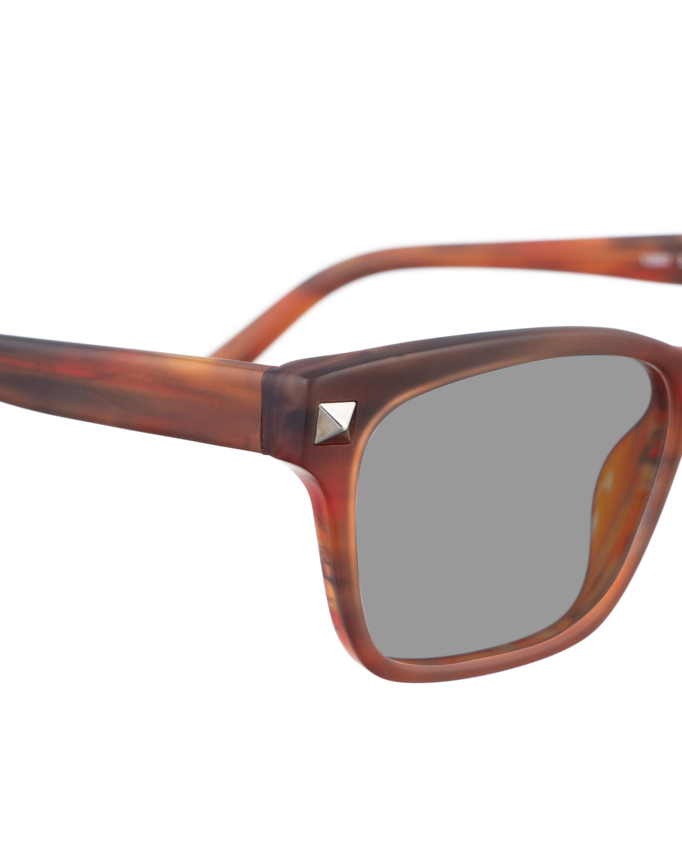 Valentino 00s Matte Havana Brown Nerdy Sunglasses with Studs & Black Lenses - Image 3