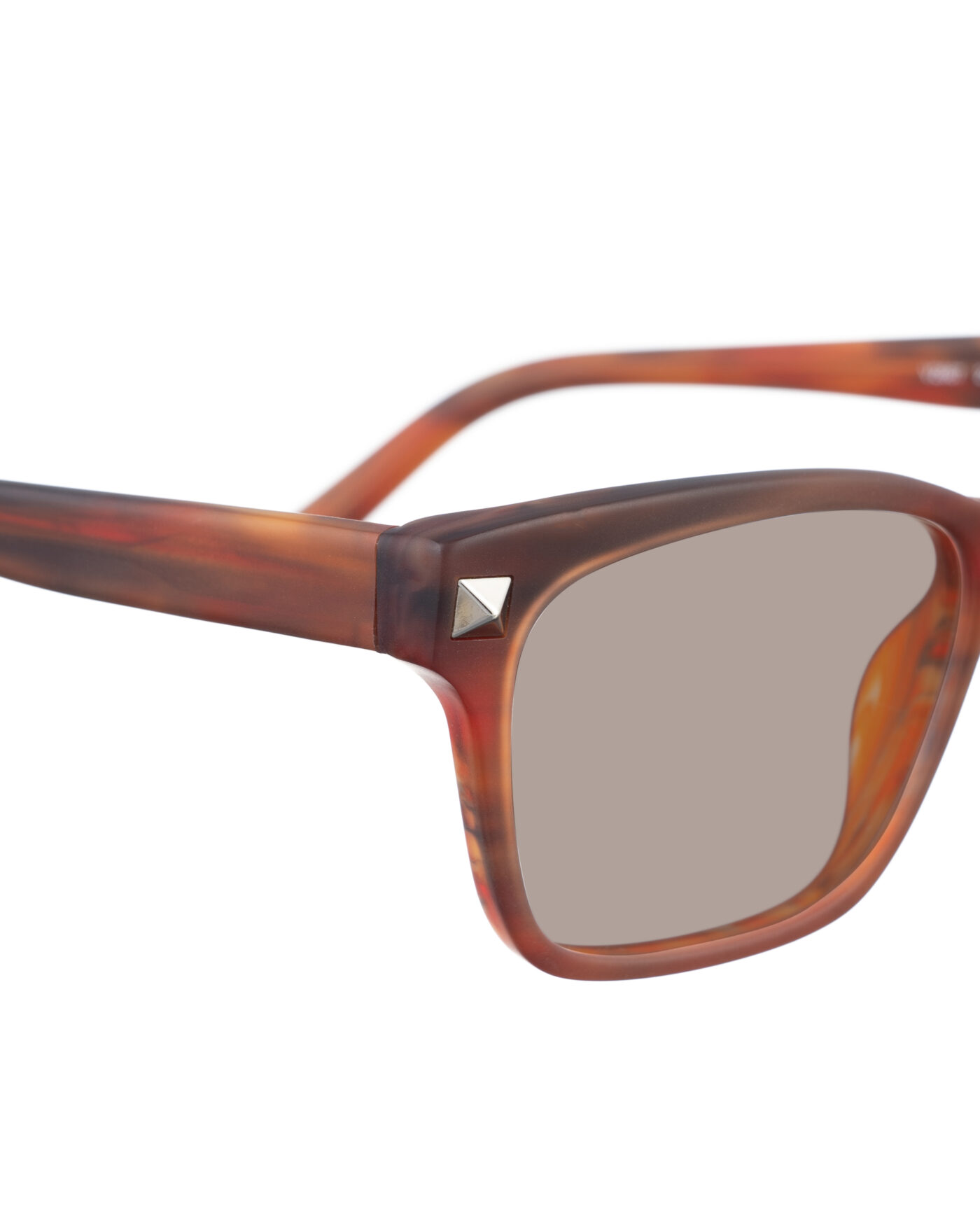 Valentino 00s Matte Havana Brown Nerdy Sunglasses with Studs & Brown Lenses - Image 3