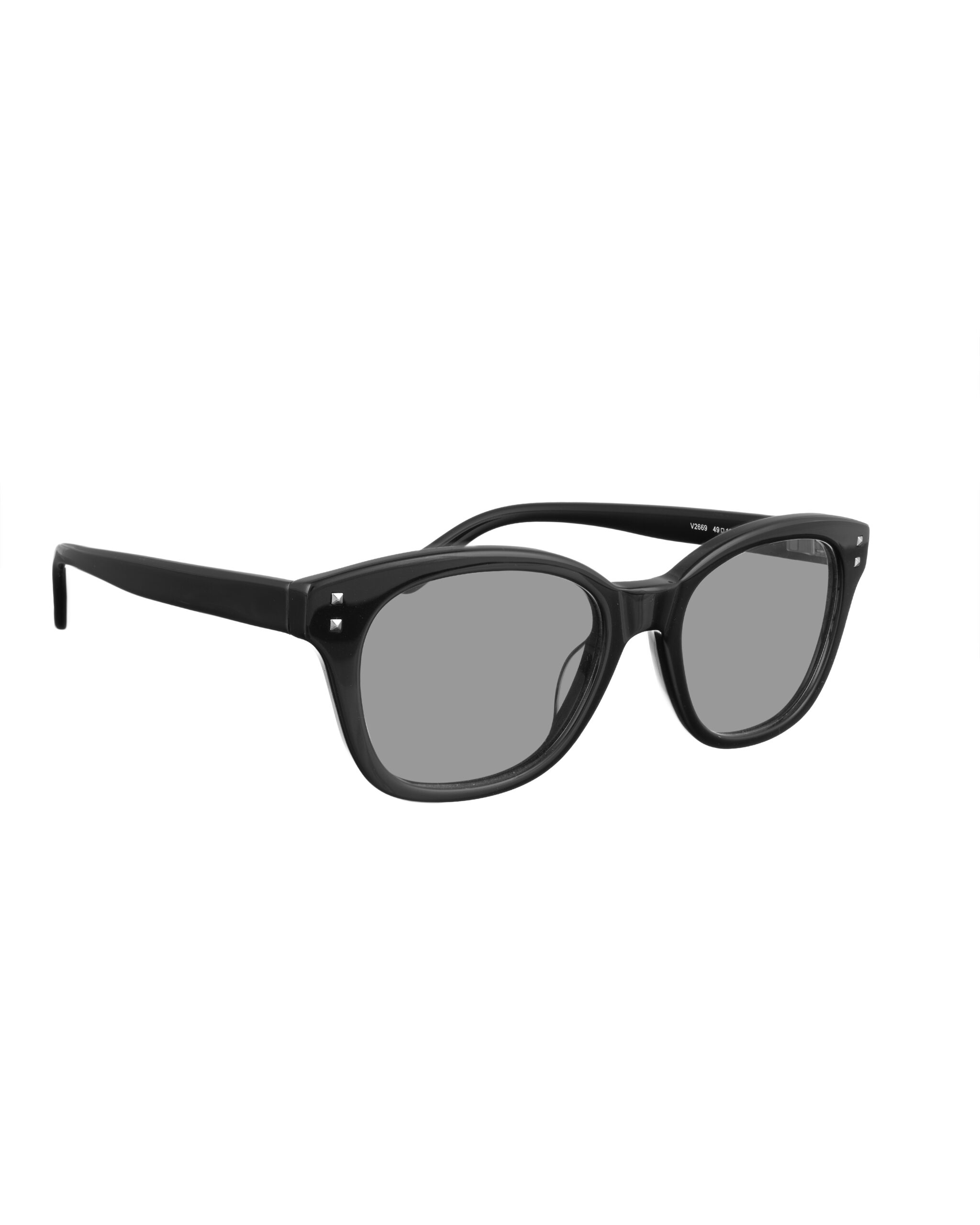 V2669 001-2-6 Valentino 00s Big Oversized Nerd Black Sunglasses with Black Lenses - Image 1