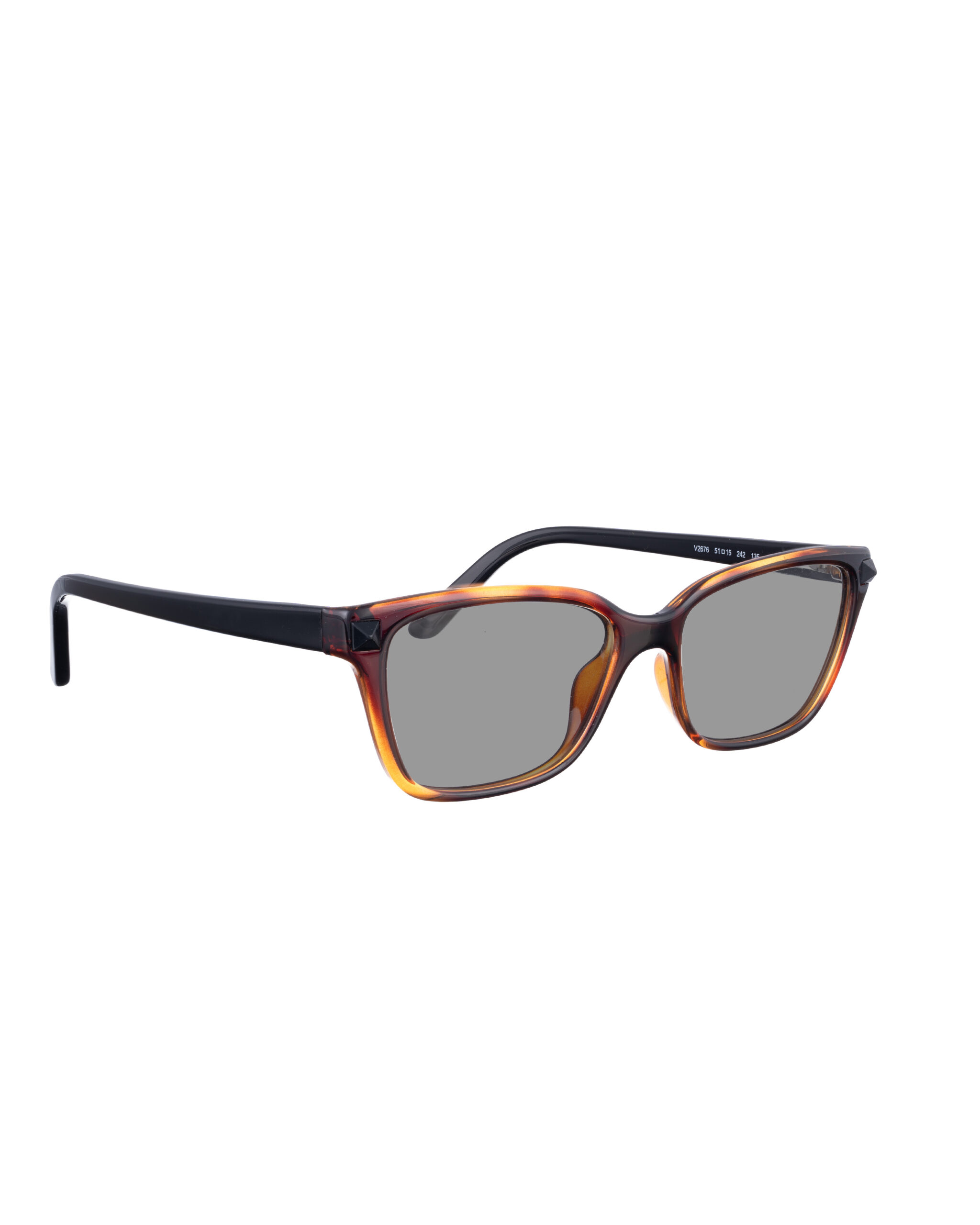V2676 242-2-5 Valentino 00s Brown Nerdy Sunglasses with Black Studs & Black Lenses - Image 1