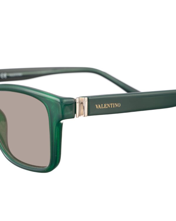 Valentino 00s Black & Green Nerd Sunglasses with Brown Lenses - Image 3