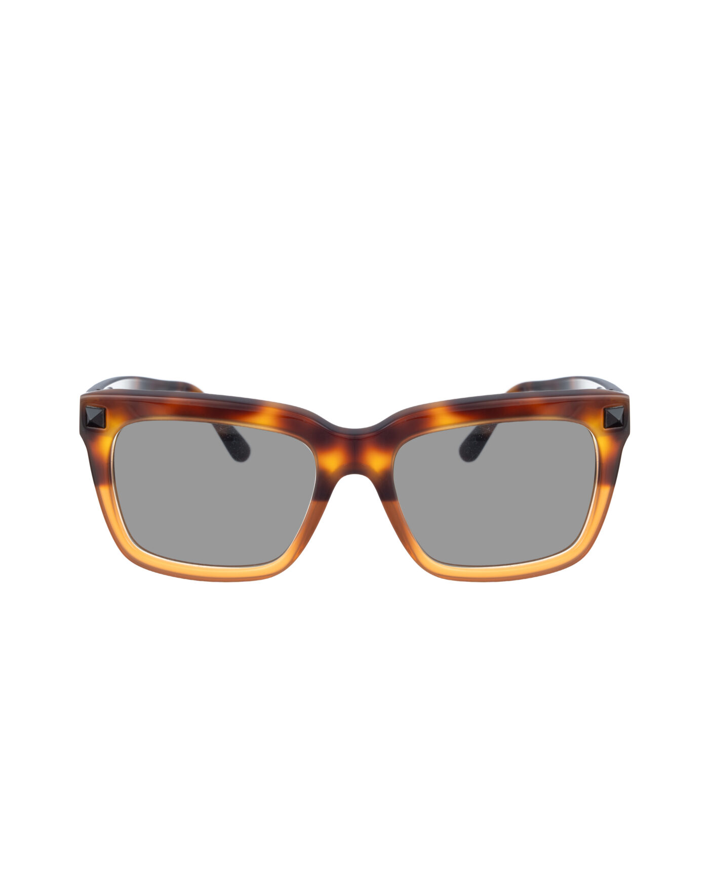 Valentino 00s Half Havana Brown Nerdy Sunglasses with Studs & Black Lenses - Image 2