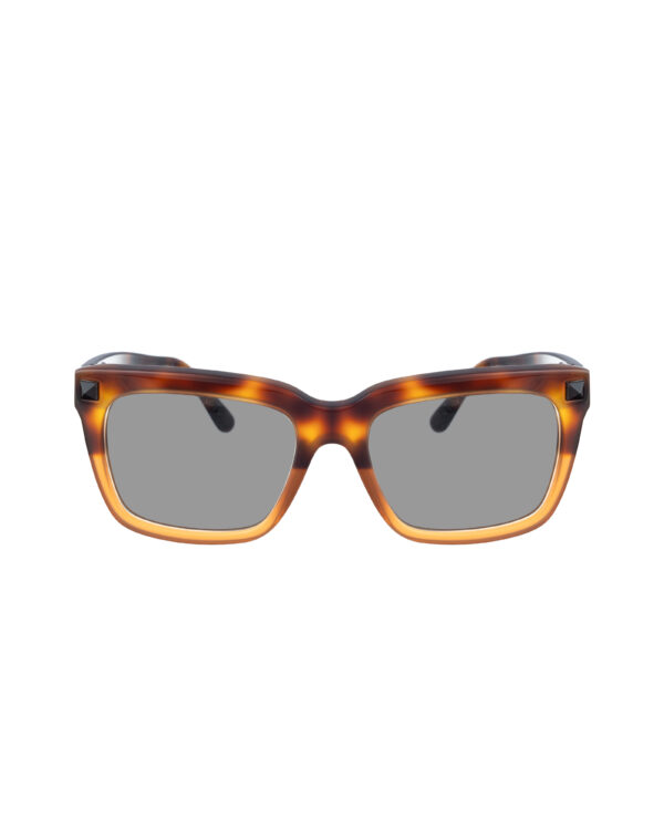 Valentino 00s Half Havana Brown Nerdy Sunglasses with Studs & Black Lenses - Image 2