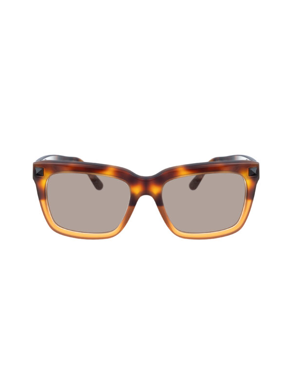 Valentino 00s Half Havana Brown Nerdy Sunglasses with Studs & Brown Lenses - Image 2