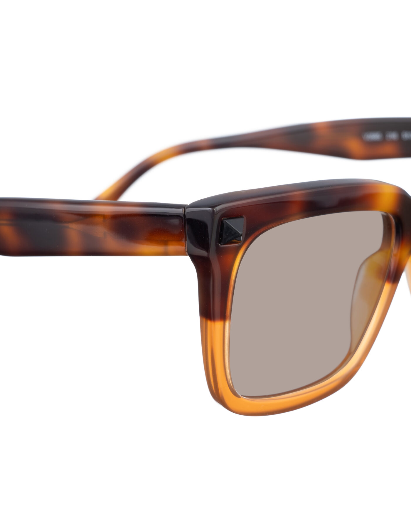 Valentino 00s Half Havana Brown Nerdy Sunglasses with Studs & Brown Lenses - Image 3