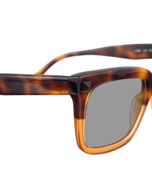 Valentino 00s Half Havana Brown Nerdy Sunglasses with Studs & Black Lenses - Image 3