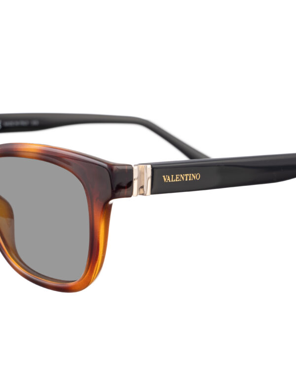 Valentino 00s Black & Havana Nerd Sunglasses with Black Lenses - Image 3
