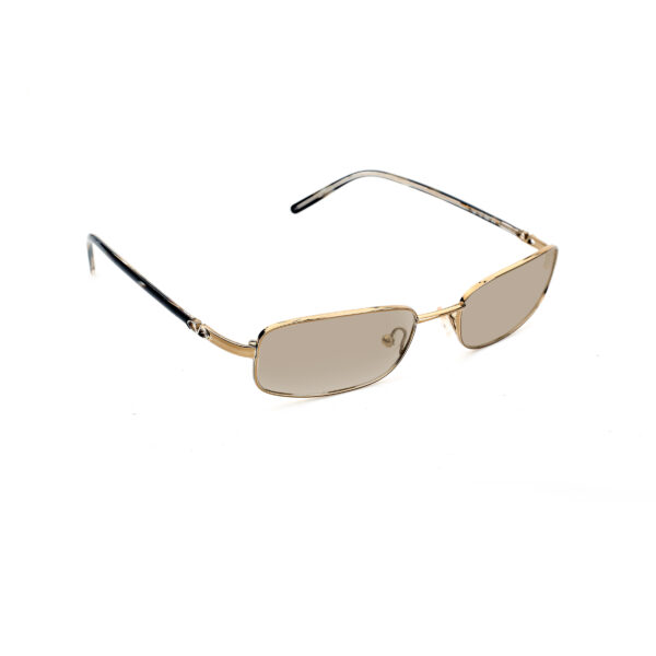 Valentino '90s Gold Paint Strokes Rectangular Sunglasses with Brown Lenses