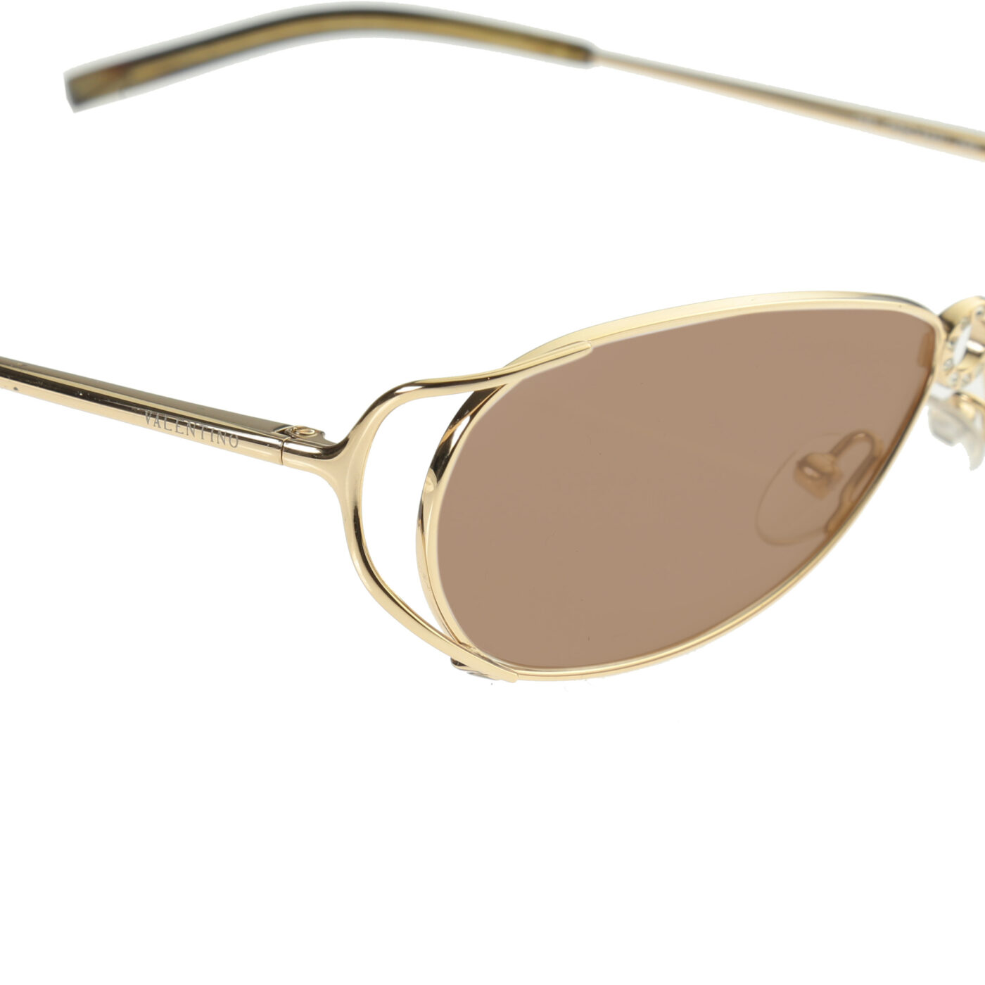 Valentino '90s Crystals Gold Frames V 5321 Sunglasses with Brown Lenses - Image 3