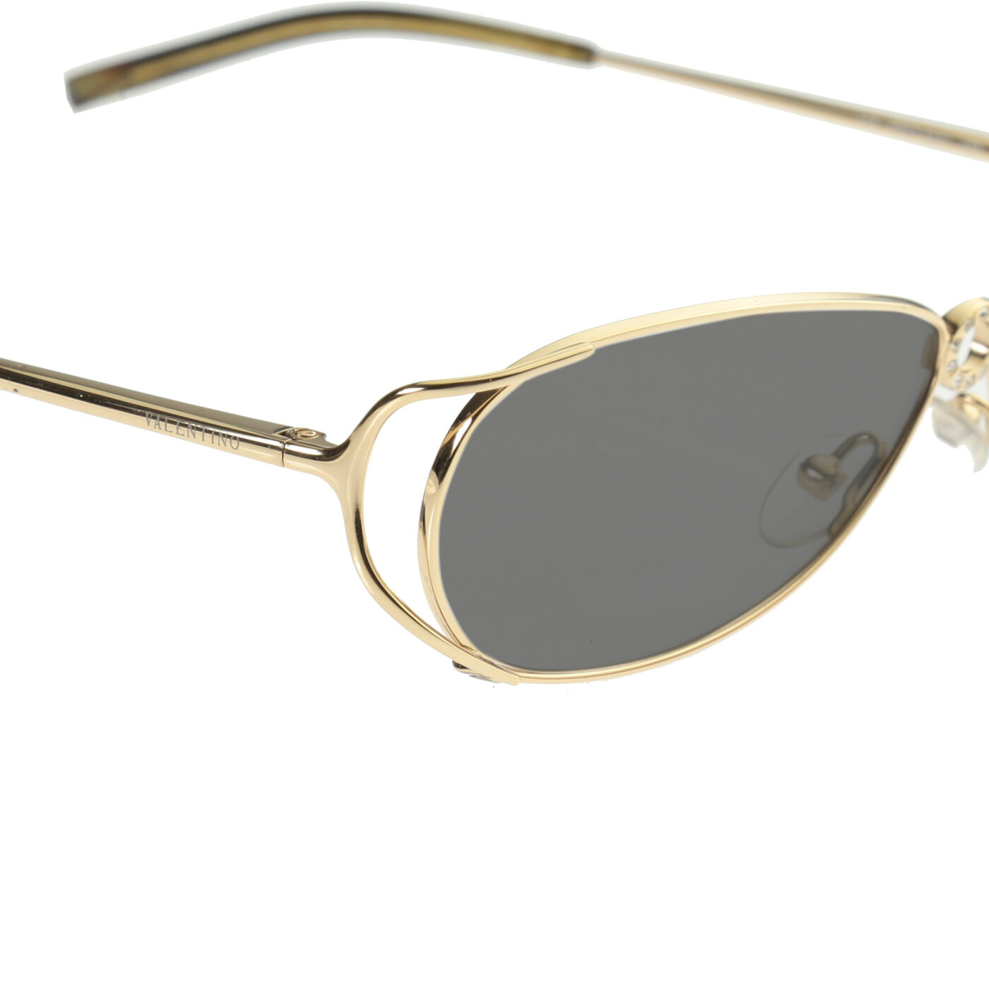 Valentino '90s Crystals Gold Frames V 5321 Sunglasses with Black Lenses - Image 3