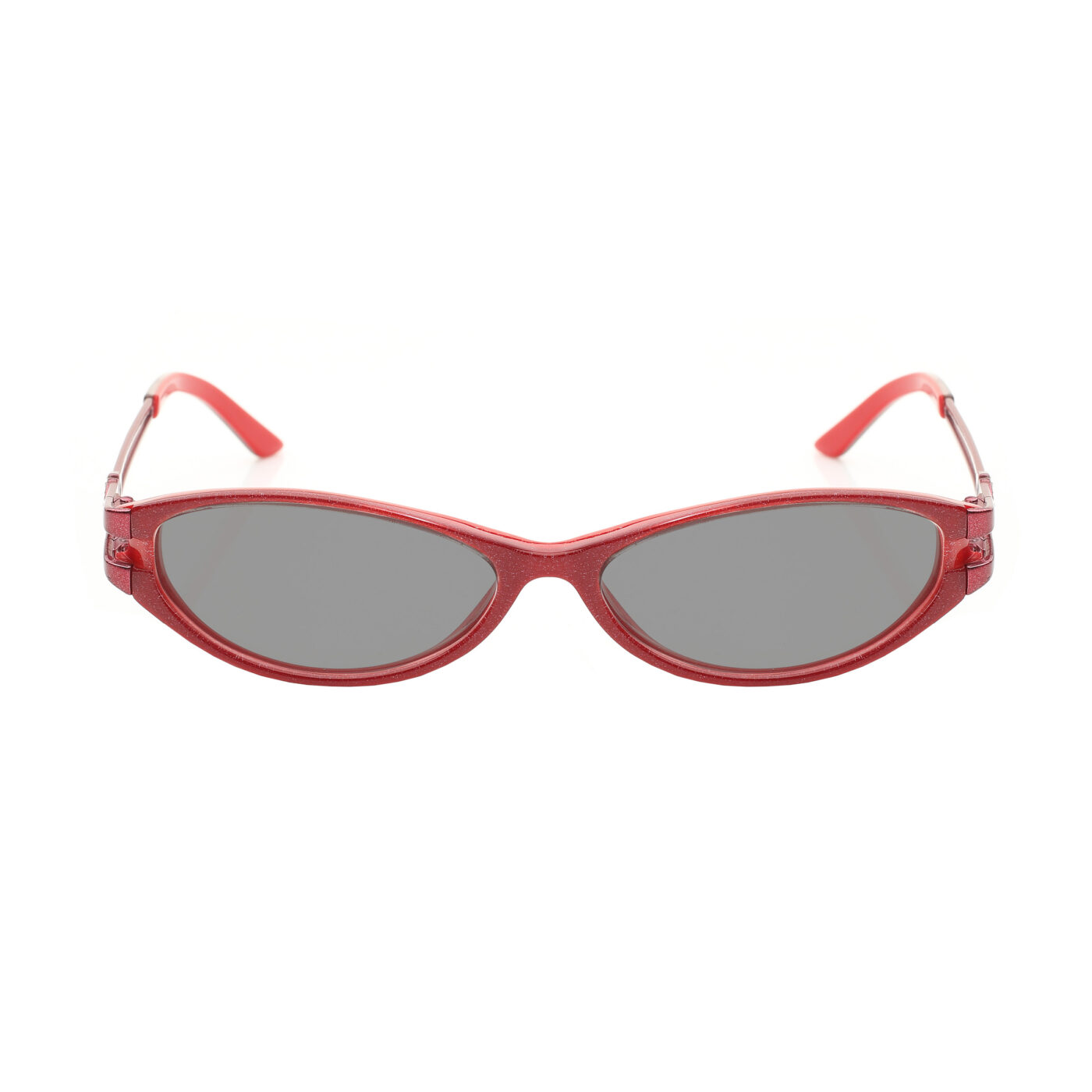 Valentino '00s Red Plastic Glitter Crystal Signature Sunglasses with Black Lenses - Image 2