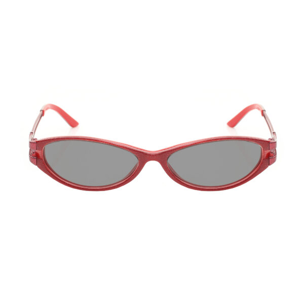Valentino '00s Red Plastic Glitter Crystal Signature Sunglasses with Black Lenses - Image 2