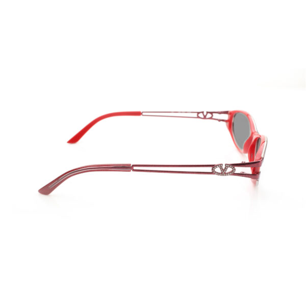 Valentino '00s Red Plastic Glitter Crystal Signature Sunglasses with Black Lenses - Image 3