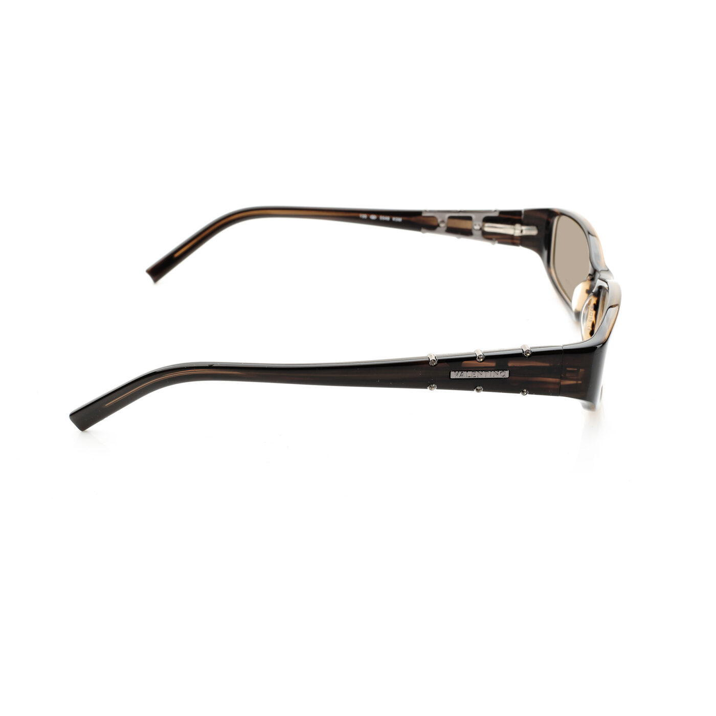 Valentino '90s Brown Crystals Plastic Sunglasses with Brown Lenses - Image 3