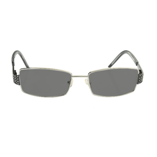 Valentino '90s Crystal Black Rectangular Frame Sunglasses VAL5581 with Black Lenses - Image 2