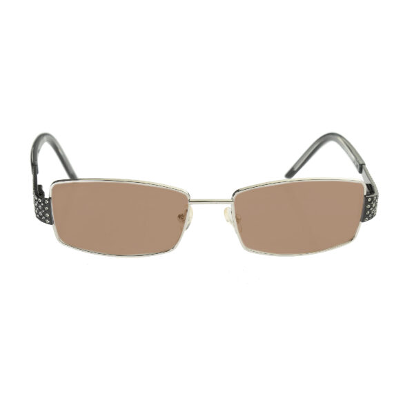 Valentino '90s Crystal Black Rectangular Frame Sunglasses VAL5581 with Brown Lenses - Image 2