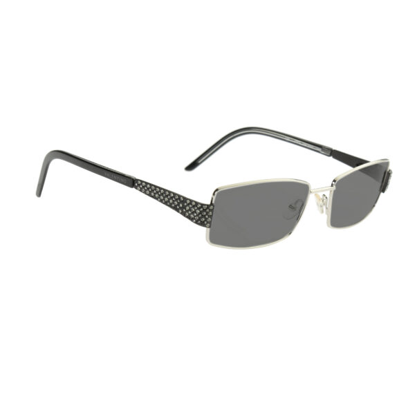 Valentino '90s Crystal Black Rectangular Frame Sunglasses VAL5581 with Black Lenses