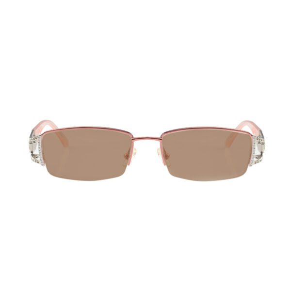 Valentino '90s Baby Pink Crystal Half Rim Sunglasses with Brown Lenses - Image 2