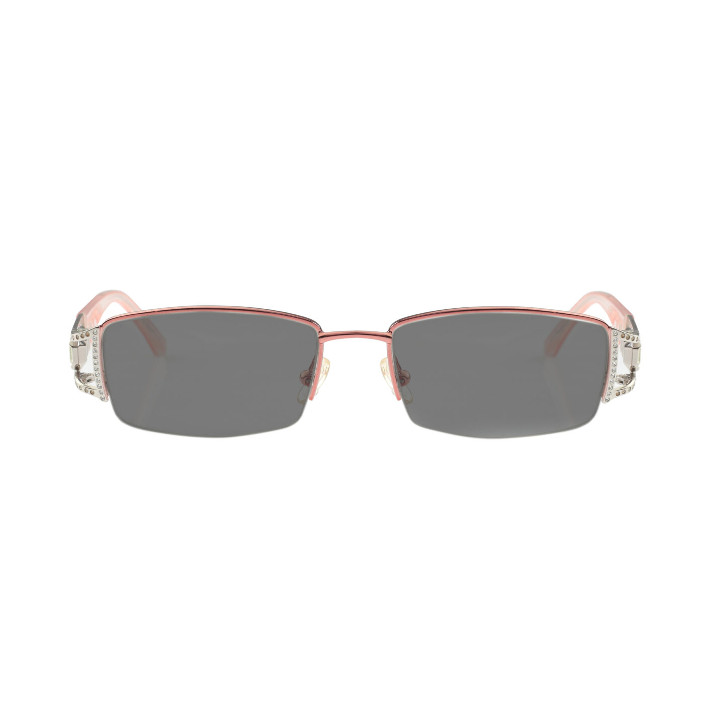 Valentino '90s Baby Pink Crystal Half Rim Sunglasses - Image 2