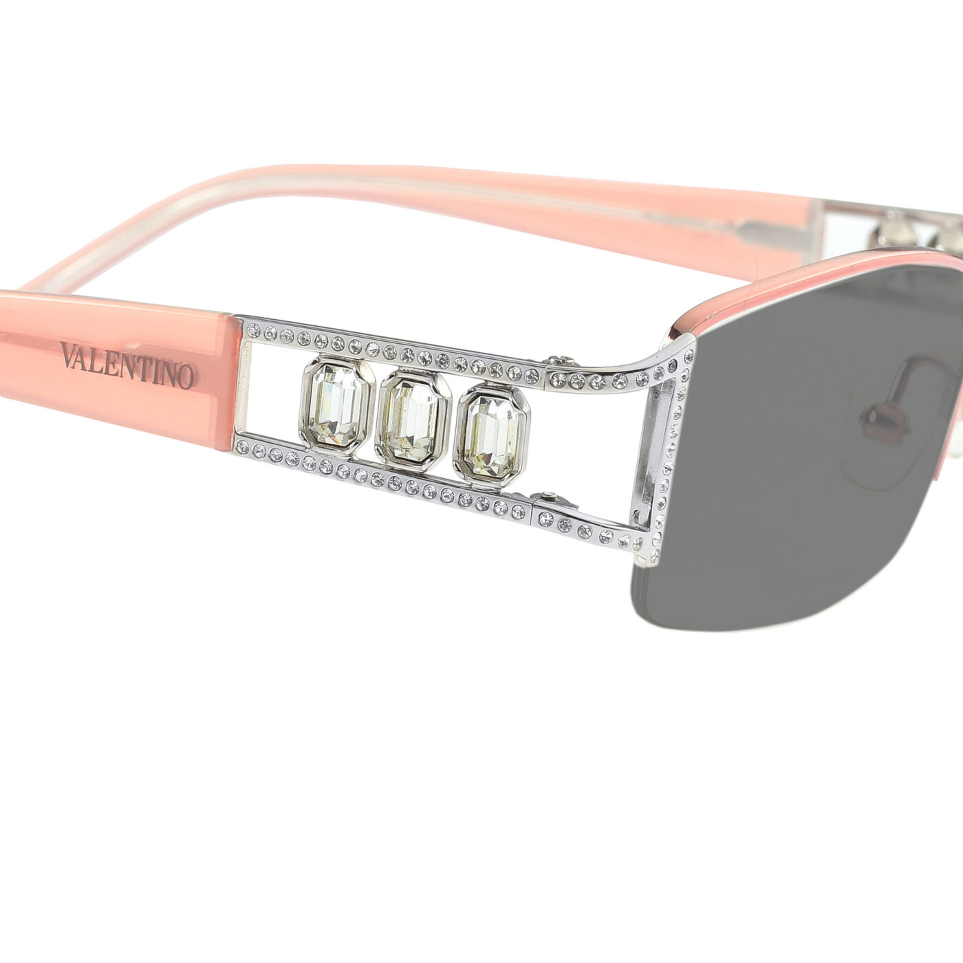 Valentino '90s Baby Pink Crystal Half Rim Sunglasses - Image 3
