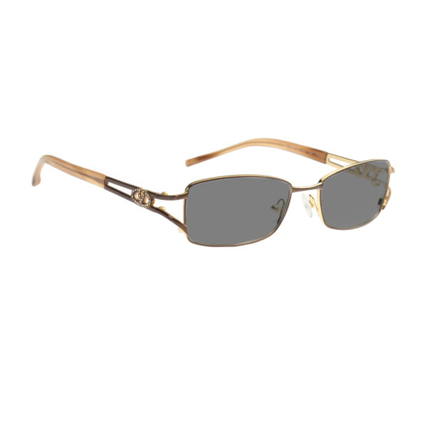 Valentino ’90s Crystal Signature Rectangular Frame Sunglasses with Black Lenses