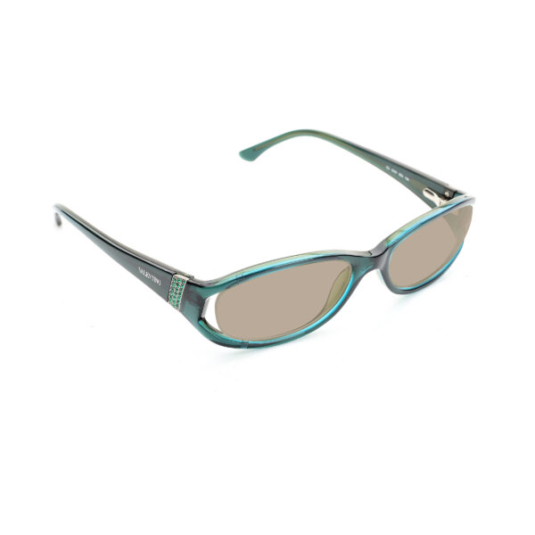 Valentino '00s Bottle Green Crystals Plastic Sunglasses with Brown Lenses