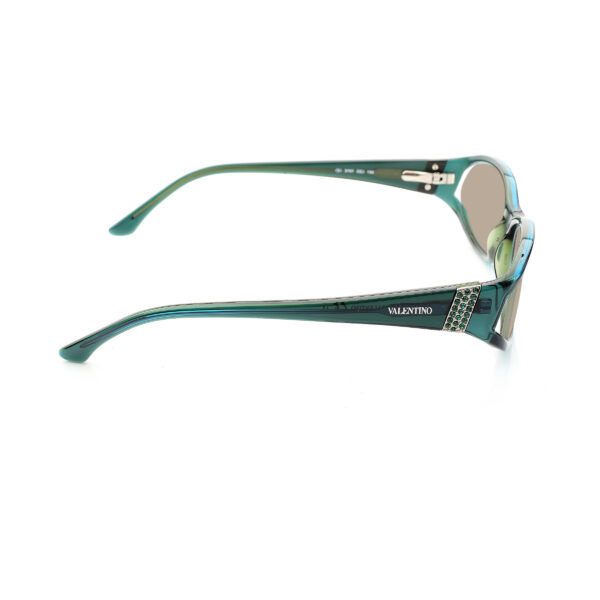Valentino '00s Bottle Green Crystals Plastic Sunglasses with Brown Lenses - Image 4