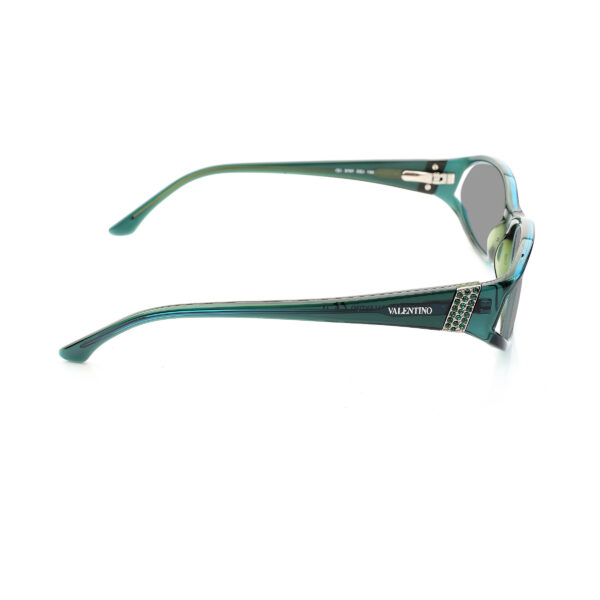 Valentino '00s Bottle Green Crystals Plastic Sunglasses with Black Lenses - Image 3