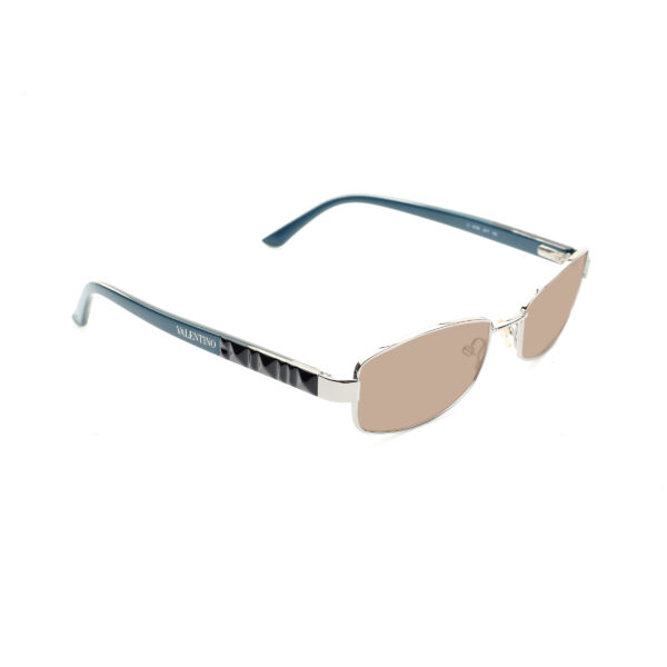 Valentino '90s Blue & Black Rectangular Sunglasses with Brown Lenses