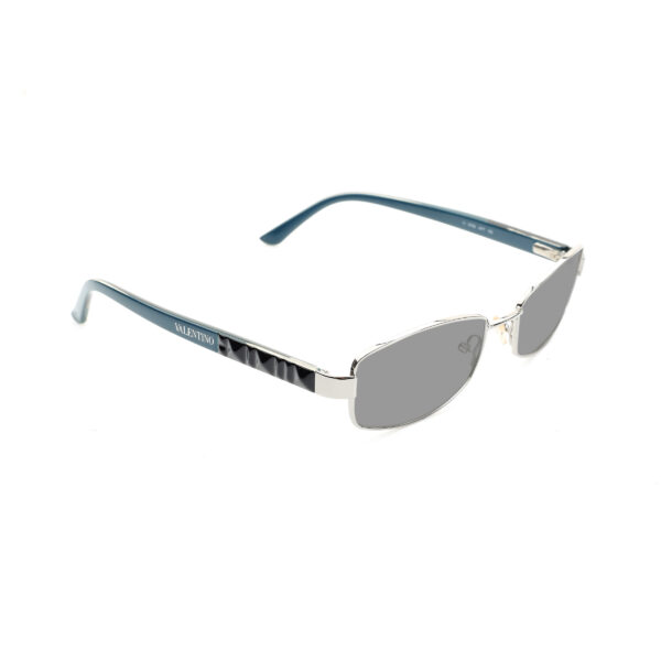 Valentino '90s Blue & Black Rectangular Sunglasses with Black Lenses