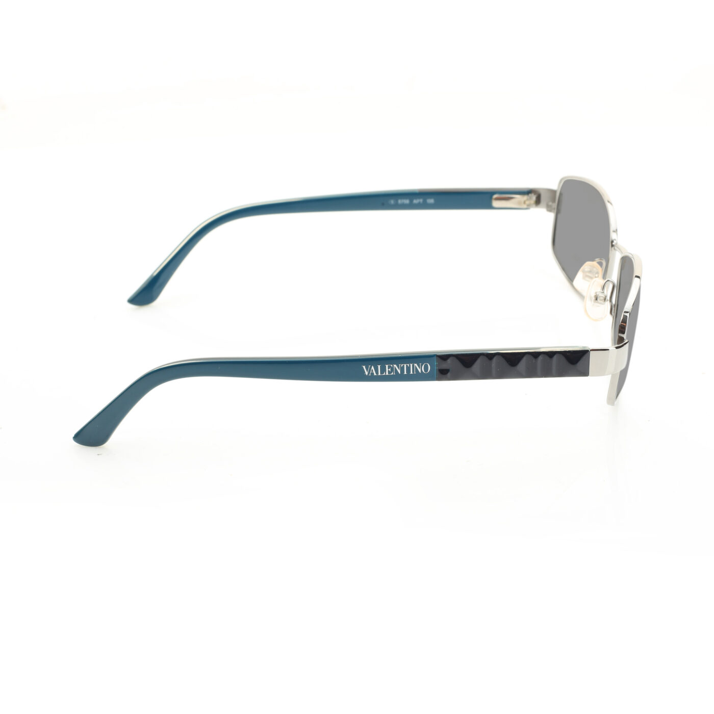 Valentino '90s Blue & Black Rectangular Sunglasses with Black Lenses - Image 3