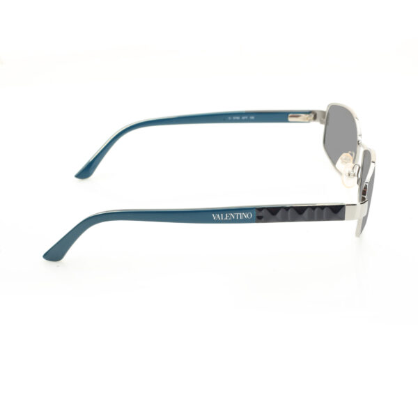 Valentino '90s Blue & Black Rectangular Sunglasses with Black Lenses - Image 3