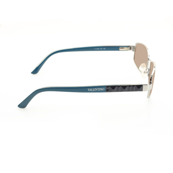 Valentino '90s Blue & Black Rectangular Sunglasses with Brown Lenses - Image 3