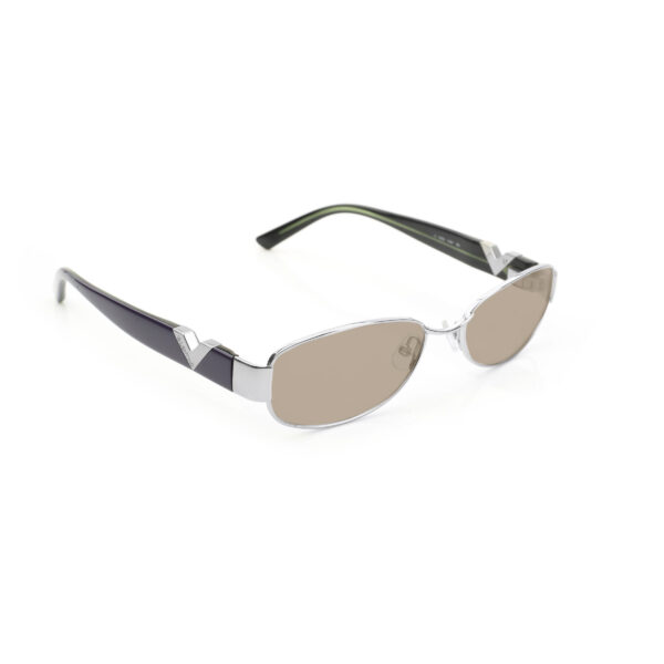 Valentino '90s Signature Purple Metal Rectangular Sunglasses with Brown Lenses