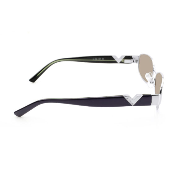 Valentino '90s Signature Purple Metal Rectangular Sunglasses with Brown Lenses - Image 3