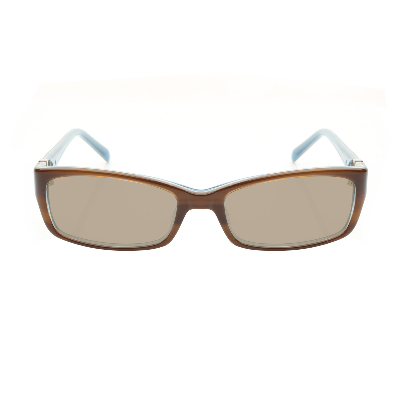 Valentino '00s Signature Brown & Blue Plastic Sunglasses with Brown Lenses - Image 2