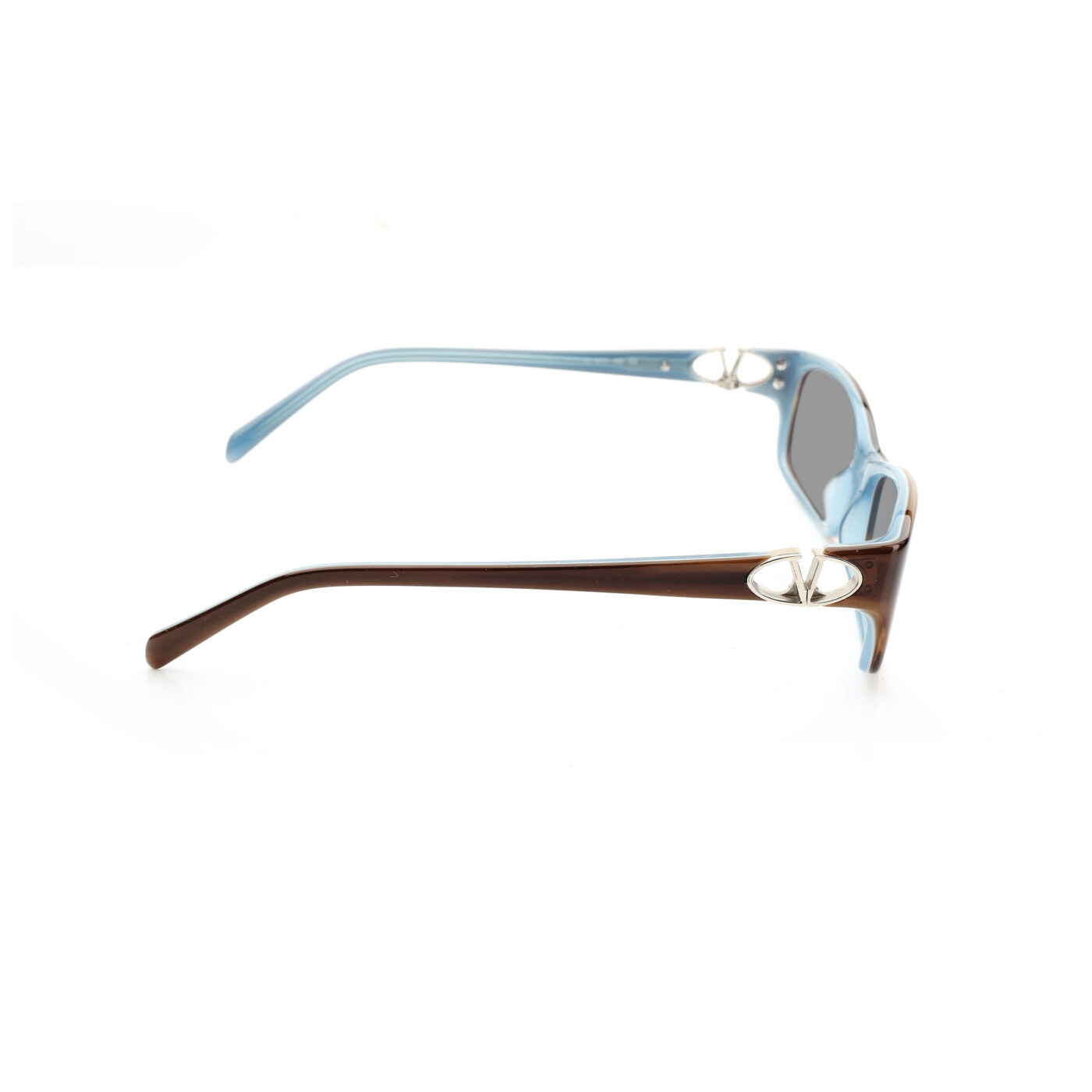 Valentino '00s Signature Brown & Blue Plastic Sunglasses - Image 3