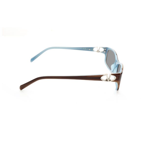 Valentino '00s Signature Brown & Blue Plastic Sunglasses - Image 3