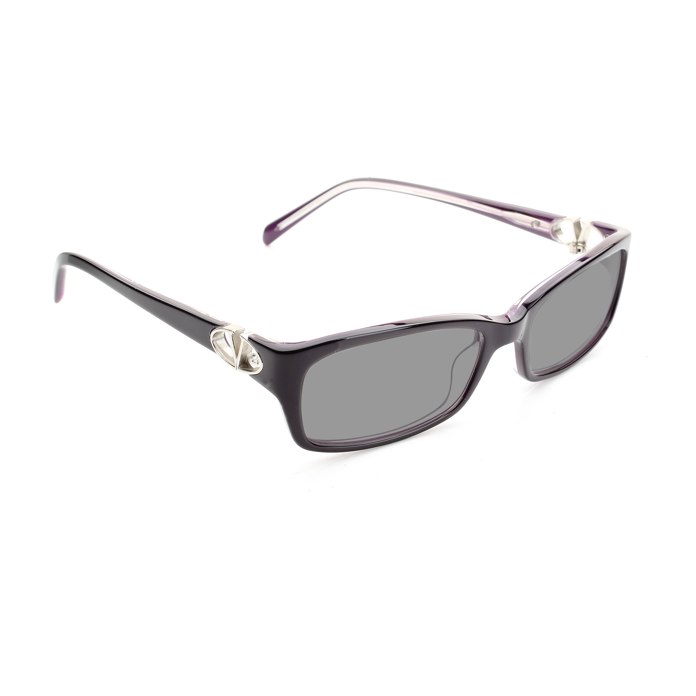 VALENTINO-5777 5D2 (4) Valentino '00s Signature Dark Purple Plastic Sunglasses with Black Lenses - Image 1