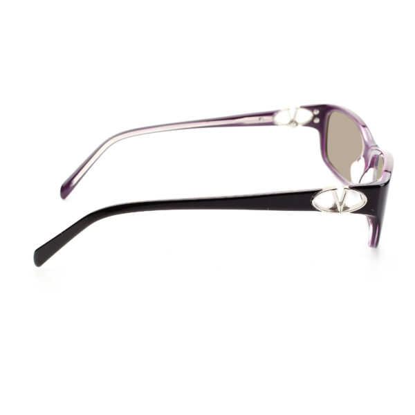 Valentino '00s Signature Dark Purple Plastic Sunglasses with Brown Lenses - Image 3