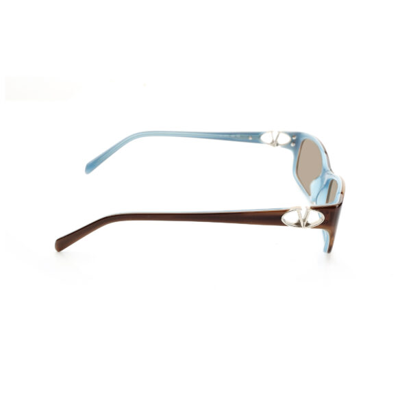 Valentino '00s Signature Brown & Blue Plastic Sunglasses with Brown Lenses - Image 3