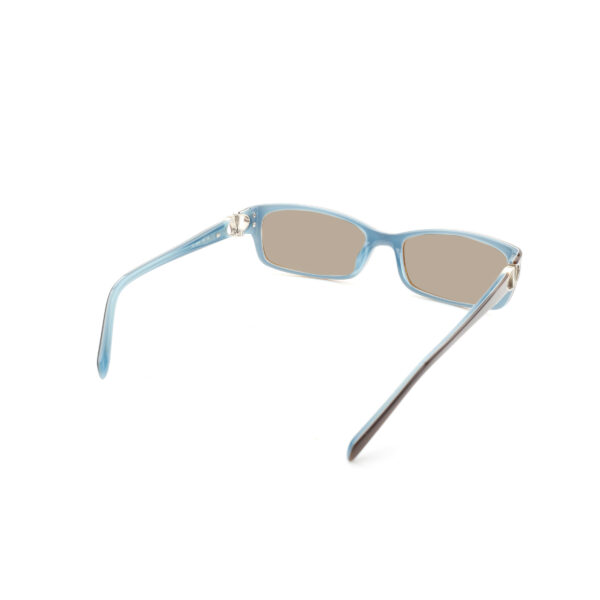 Valentino '00s Signature Brown & Blue Plastic Sunglasses with Brown Lenses - Image 4