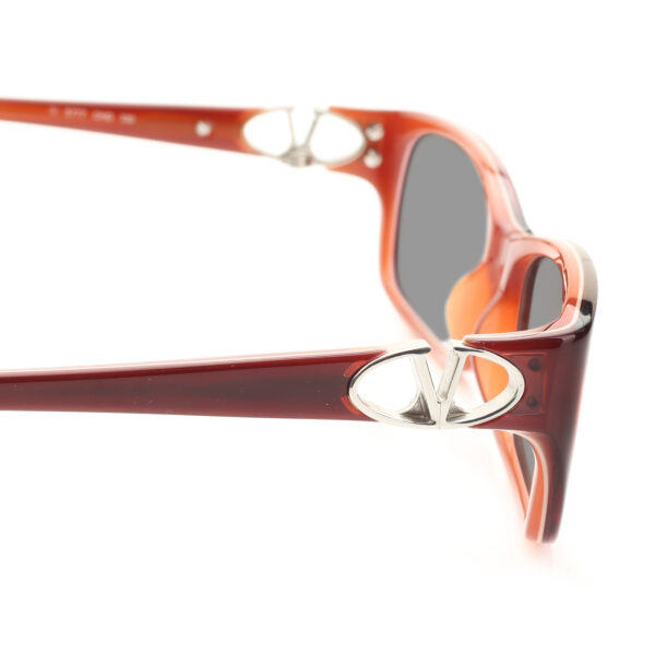 Valentino '00s Signature Red Plastic Sunglasses with Black Lenses - Image 3