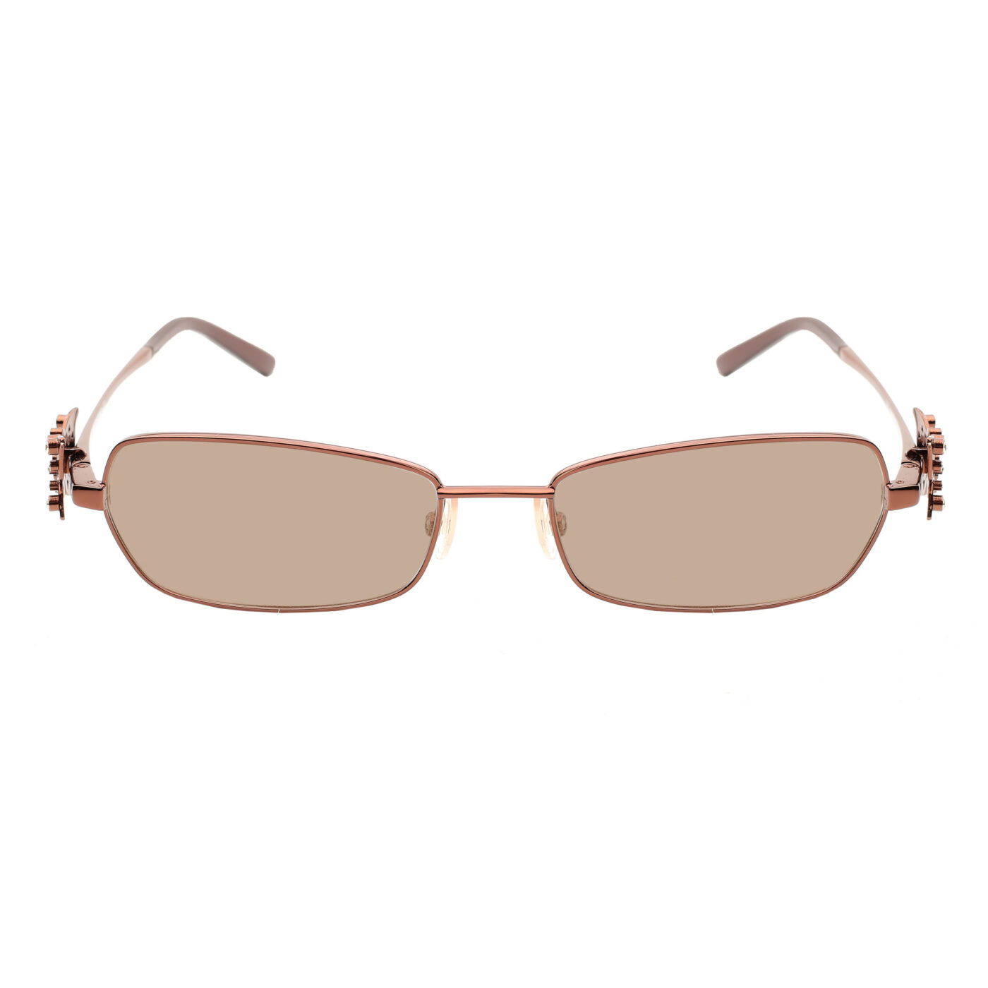 Valentino '90s Brass Crystal Butterfly Detail Sunglasses with Brown Lenses - Image 2