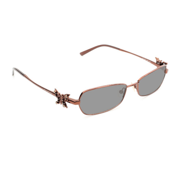 Valentino '90s Brass Crystal Butterfly Detail Sunglasses with Black Lenses