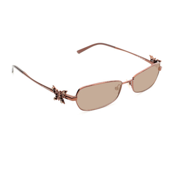 Valentino '90s Brass Crystal Butterfly Detail Sunglasses with Brown Lenses