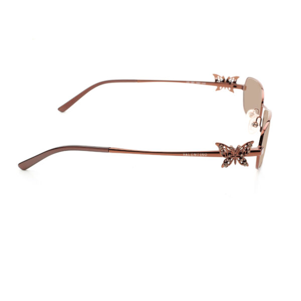 Valentino '90s Brass Crystal Butterfly Detail Sunglasses with Brown Lenses - Image 3