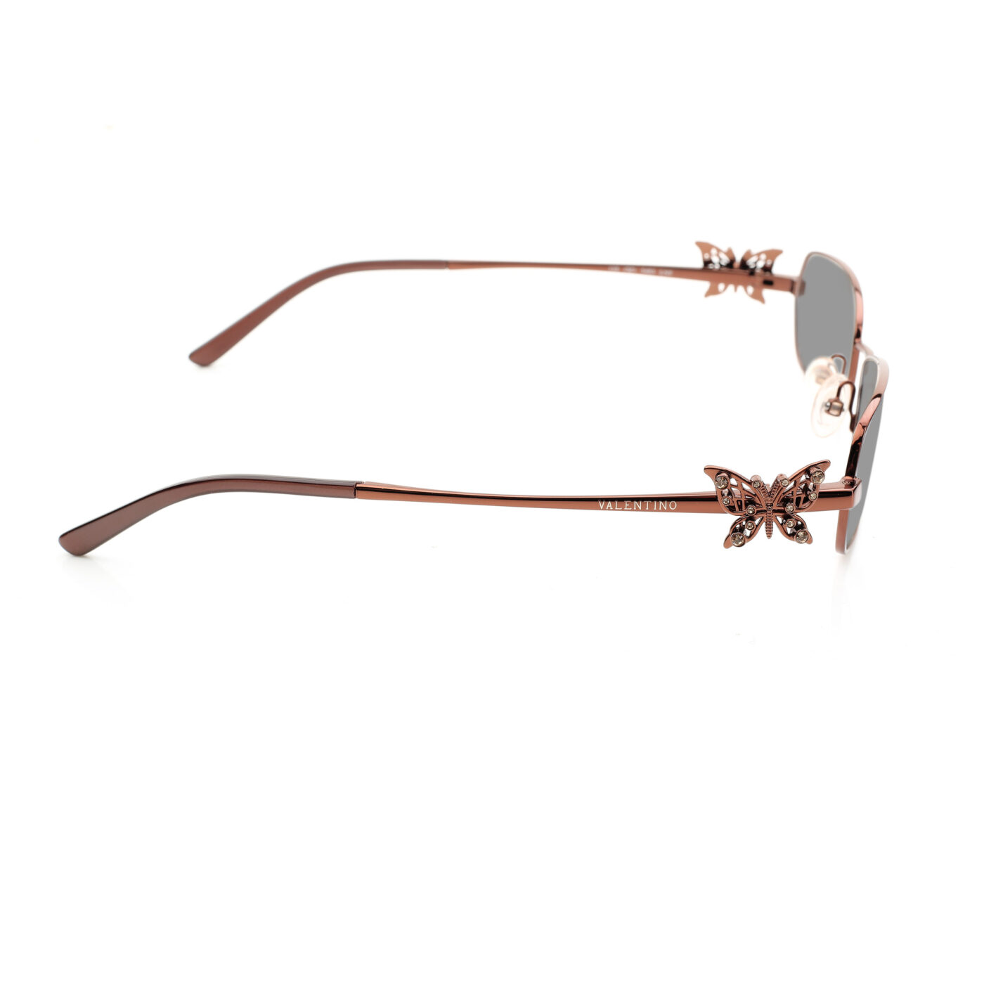 Valentino '90s Brass Crystal Butterfly Detail Sunglasses with Black Lenses - Image 3