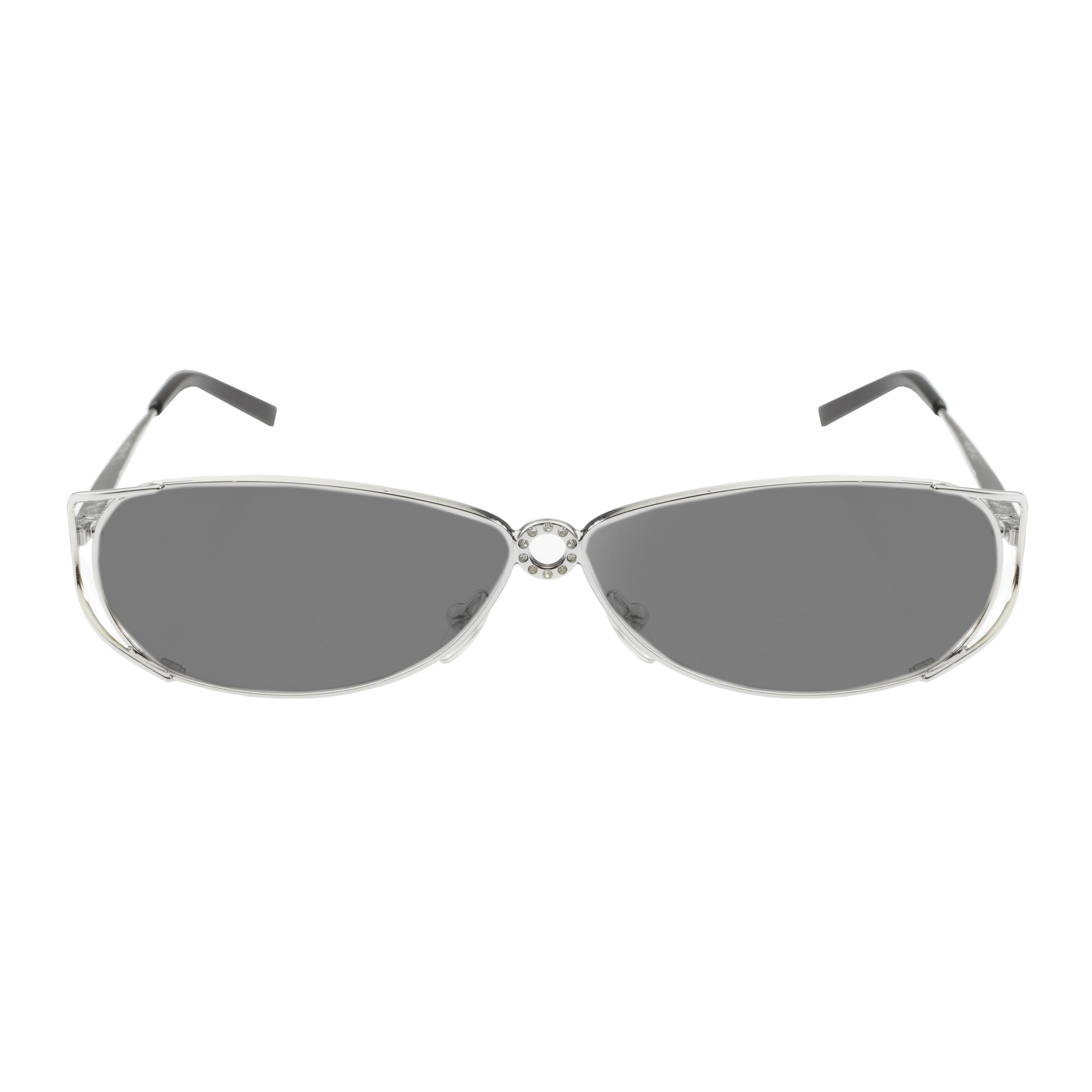 VALENTINO VAL 5321 (1) Valentino '90s Crystals Silver Frames V 5321 Sunglasses with Black Lenses - Image 1