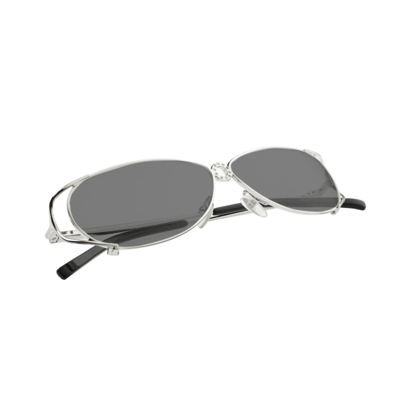 Valentino '90s Crystals Silver Frames V 5321 Sunglasses with Black Lenses - Image 3